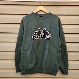 Pleasure Thicc Applique Crewneck Forest Green Streetwear Size Medium